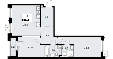 Apartamento 2 habitaciones en Troitsk, Rusia