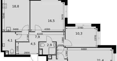 Wohnung 3 zimmer in Nordwestlicher Verwaltungsbezirk, Russland