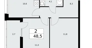 Apartamento 2 habitaciones en poselenie Desenovskoe, Rusia