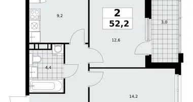 Apartamento 2 habitaciones en Moscú, Rusia