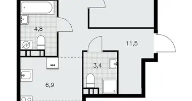 Apartamento 3 habitaciones en Moscú, Rusia