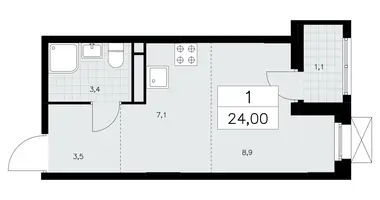 Wohnung 1 Zimmer in Moskau, Russland