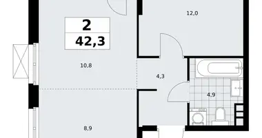 Wohnung 2 zimmer in Südwestlicher Verwaltungsbezirk, Russland