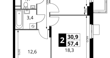 Квартира 2 комнаты в Potapovo, Россия