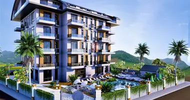 1 room apartment with elevator, with garden, with mountain view in Alanya, Turkey