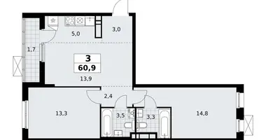 Mieszkanie 3 pokoi w poselenie Sosenskoe, Rosja