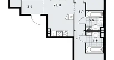 Apartamento 3 habitaciones en poselenie Sosenskoe, Rusia