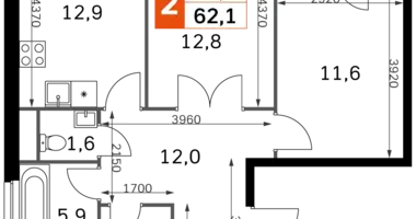 Appartement 2 chambres dans Moscou, Russie