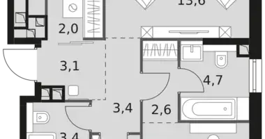 Appartement 3 chambres dans Moscou, Fédération de Russie