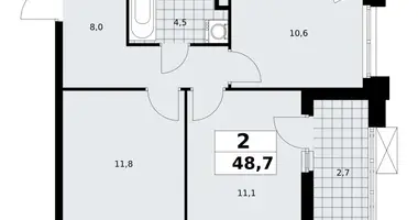 Wohnung 2 zimmer in poselenie Sosenskoe, Russland