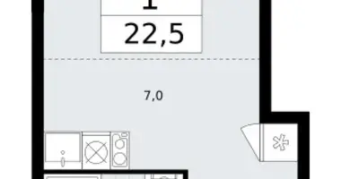 1 room apartment in Vnukovo, Russia