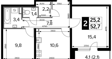 Mieszkanie 2 pokoi w Nekrasovka District, Rosja