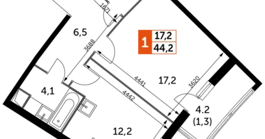 Квартира 1 комната в Развилка, Россия