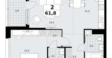 Apartamento 2 habitaciones en Kommunarka, Rusia