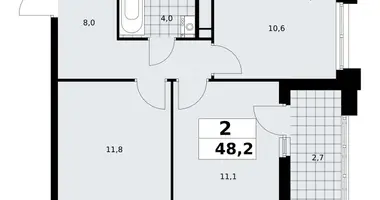 Apartamento 2 habitaciones en poselenie Sosenskoe, Rusia