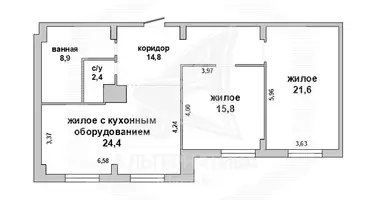 Apartamento 3 habitaciones en Pruzhany, Bielorrusia