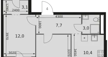 Wohnung 2 zimmer in Moskau, Russland
