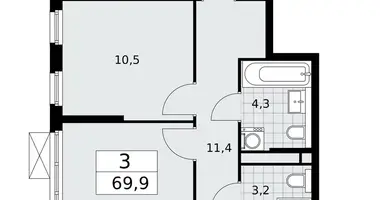 Apartamento 3 habitaciones en poselenie Sosenskoe, Rusia