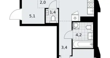2 room apartment in Troitsk, Russia