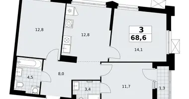 3 room apartment in Troitsk, Russia