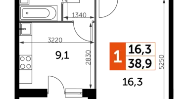 Квартира 1 комната в Развилка, Россия