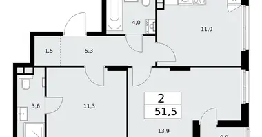 Appartement 2 chambres dans poselenie Desenovskoe, Fédération de Russie