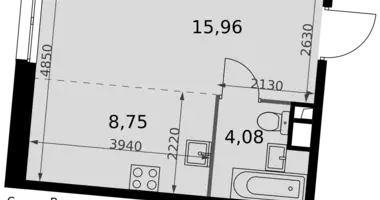 Estudio 1 habitación en Moscú, Rusia