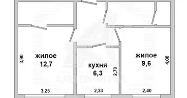 2 room apartment in Muchaviecki sielski Saviet, Belarus