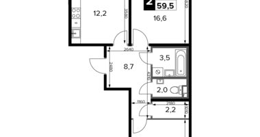 Apartamento 2 habitaciones en Potapovo, Rusia