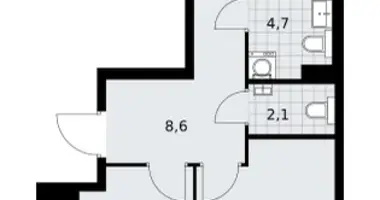 Apartamento 2 habitaciones en Troitsk, Rusia