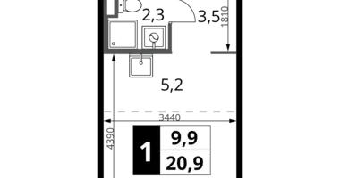 Kawalerka 1 pokój w Potapovo, Rosja