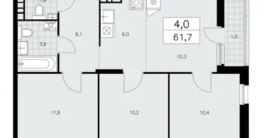 Apartamento 4 habitaciones en poselenie Sosenskoe, Rusia