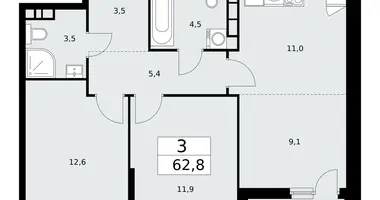 Apartamento 3 habitaciones en poselenie Sosenskoe, Rusia