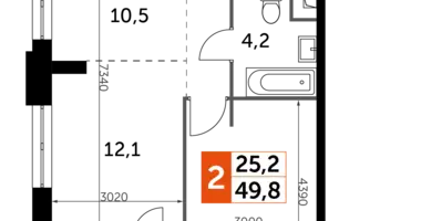 Apartamento 2 habitaciones en North-Western Administrative Okrug, Rusia