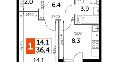 Квартира 1 комната в Развилка, Россия