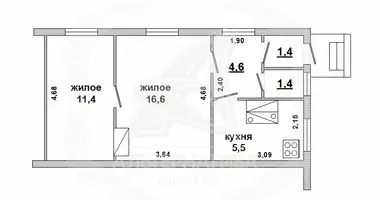 2 room apartment in Aharodnicki sielski Saviet, Belarus