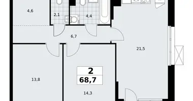 Wohnung 2 zimmer in Kommunarka, Russland