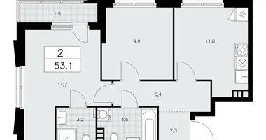 Apartamento 2 habitaciones en poselenie Sosenskoe, Rusia