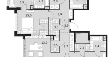 Apartamento 6 habitaciones en North-Western Administrative Okrug, Rusia