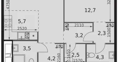 2 room apartment in Moscow, Russia