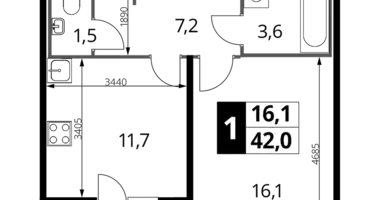 Mieszkanie 1 pokój w Nekrasovka District, Rosja