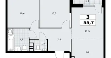 Apartamento 3 habitaciones en South-Western Administrative Okrug, Rusia