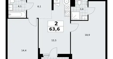 2 room apartment in Kommunarka, Russia