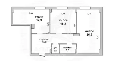 Apartamento 2 habitaciones en Pruzhany, Bielorrusia