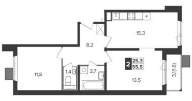 Apartamento 2 habitaciones en Leninsky District, Rusia