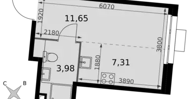 Estudio 1 habitación en Moscú, Rusia