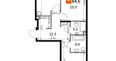 Apartamento 2 habitaciones en North-Western Administrative Okrug, Rusia