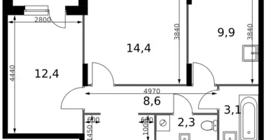 Mieszkanie 2 pokoi w Sapronovo, Rosja