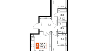 Квартира 2 комнаты в Москва, Россия