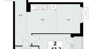 Apartamento 2 habitaciones en poselenie Sosenskoe, Rusia